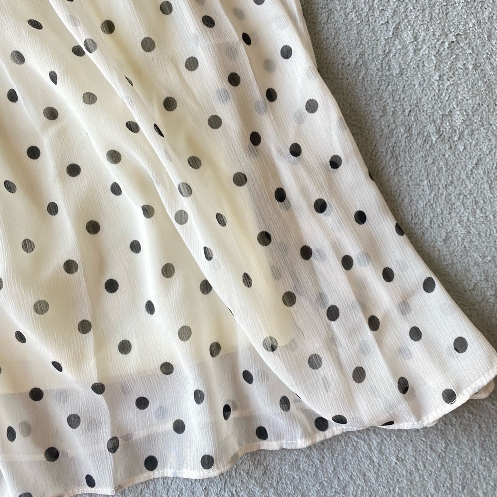 julia jordan Polka Dot-Print Short-Sleeve Midi Chiffon Dress white black sz 12 - Picture 8 of 16